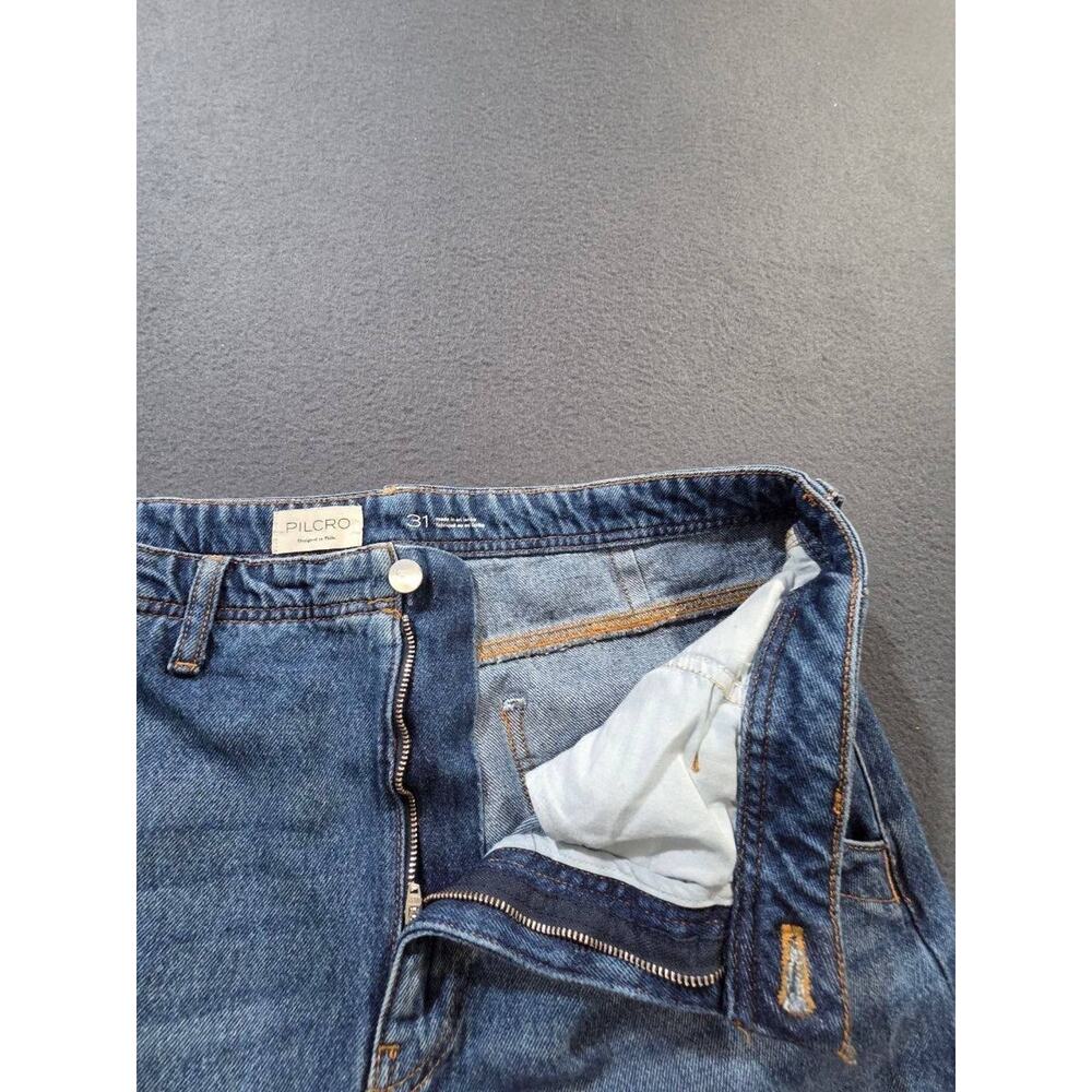 Anthropologie Pilcro Lonnie Y2K Cuffed Crop Jeans Womens 31 Blue Sparkle A010609 - Picture 3 of 16